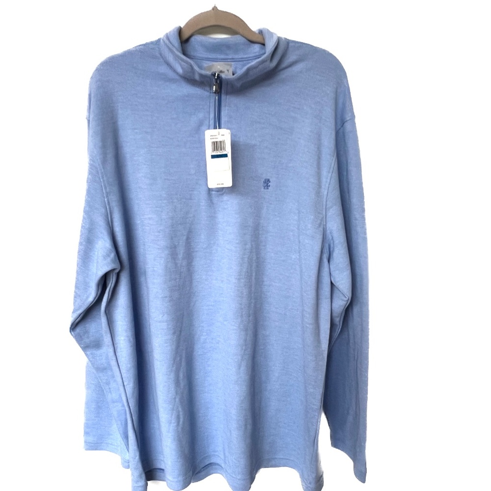 IzoD Saltwater Shirt Top Size XL Long Sleeve 1/4 Zip Pullover Pale Blue New NWT